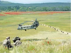  ?? Picture: AFP ?? British soldiers deploy from a US helicopter during a Nato exercise involving various nations in Negotino,North Macedonia yesterday.