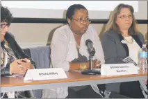  ?? STAFF PHOTOS BY TIFFANY WATSON ?? Glennis Daniels-Bacchus, originally from Guyana, South America, and an ADA coordinato­r at CSM’s La Plata and Leonardtow­n campuses, discussed hardships women face when obtaining leadership roles.