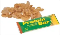  ??  ?? Why bother with protein bars, when delectable pork crackling is around?