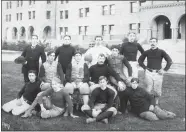  ?? STANFORD UNIVERSITY — THE ASSOCIATED PRESS ?? Stanford’s football team poses on the Stanford campus in 1895. The first Big Game was held in San Francisco on March 19, 1892, and was won by Stanford, 14-10