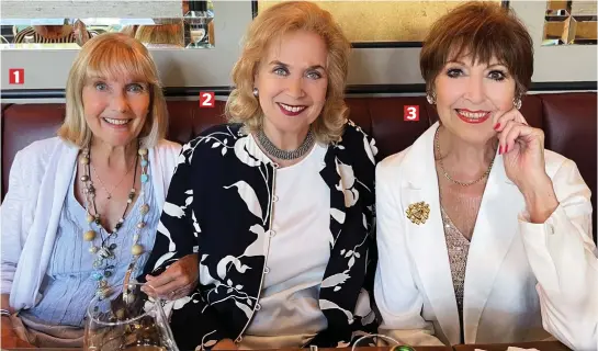  ?? ?? Memories on the menu: Former comedy stars, from left, Jacki Piper, Valerie Leon and Anita Harris in the restaurant