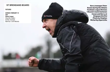  ??  ?? Kerry manager Peter Keane during the Allianz Football League Division 1 Round 2 match between Cavan and Kerry at Kingspan Breffni Photo by Stephen McCarthy/Sportsfile