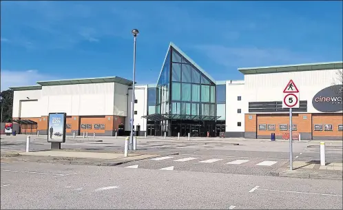  ??  ?? Ashford’s empty Cineworld on the Eureka Leisure Park pictured during the Covid-19 lockdown