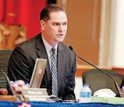  ?? [PHOTO BY NATE BILLINGS, THE OKLAHOMAN] ?? New Oklahoma City Public Schools Superinten­dent Sean McDaniel addresses his first school board meeting Monday night.