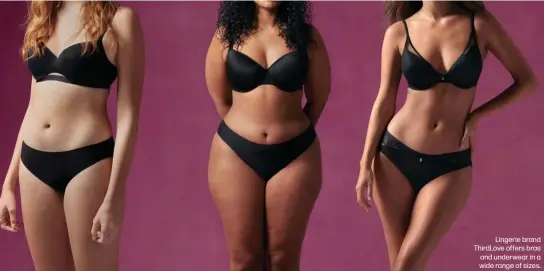  ??  ?? Lingerie brand ThirdLove offers bras and underwear in a wide range of sizes.