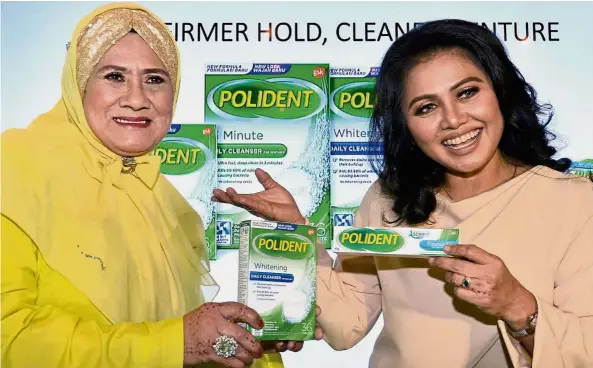  ??  ?? Raja Azura (right) was the one who introduced Polident products to her mother. — Photos: ONG SOON HIN/The Star