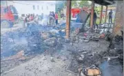  ?? PTI ?? A mob set fire to the Batadrava police station in Nagaon district of Assam on Saturday following custodial death of a fish trader.