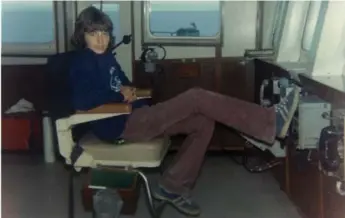  ?? COURTESY OF REAR ADMIRAL JOHN NEWTON ?? Newton at 15 in the captain’s chair during a Royal Canadian Navy voyage to the High Arctic in 1973.