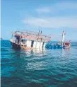  ??  ?? The partial submerged vessel off the North Queensland coast.