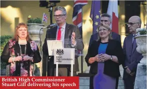  ??  ?? British High Commission­er Stuart Gill delivering his speech
