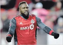  ?? CANADIAN PRESS FILE PHOTO ?? TFC forward Jozy Altidore celebrates after scoring against Real Salt Lake in Toronto on March 30.