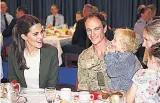  ??  ?? CARING She meets troops and kids yesterday