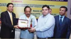  ??  ?? Amit Atree, Director Receiving Award on behalf of P S Atree, Managing Director, P S Atree & Company Pvt Ltd was conferred the award by Dr. Harsh Vardhan