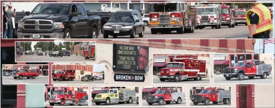  ?? Photos by Donnis Hueftle-Bullock ?? Friday afternoon, fire and emergency personnel from Custer County escort the body of James Bissonette, a Broken Bow firefighte­r, from the county line to Broken Bow.