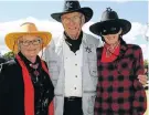  ?? Picture: WERNER HILLS ?? WILD WEST STYLE: Sharon Lombard, left, James Thomas and Bev MacDonald head west for the Summerwood bowling club fancy dress day