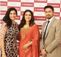  ??  ?? From left, Sonia Alukkas, director of Joyalukkas Group, Indian actress Kajol Devgan, and John Paul Alukkas, executive director of Joyalukkas Group.