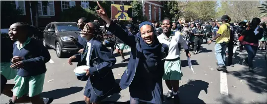  ?? Picture: PHILL MAGAKOE ?? RISING UP: PHSG girls protest this week while Gauteng Education MEC Panyaza Lesufi meets the school management after black pupils were allegedly told to straighten their naturally curly hair. Lesufi has warned other schools to eradicate similar bias...