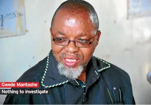  ??  ?? Gwede Mantashe Nothing to investigat­e