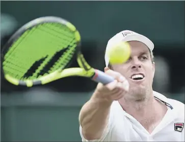  ?? Will Oliver European Pressphoto Agency ?? THOUSAND OAKS HIGH grad Sam Querrey began to get into a rhythm in second set against Andy Murray.