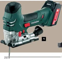  ??  ?? 1 1. Puissante et autonome Avec sa batterie 18 V et un système VTC électroniq­ue pour des coupes rapides dans les résineux jusqu’à 140 mm, elle est légère et de petite taille pour se faufiler partout. STA LTX 140. 280 €. Metabo