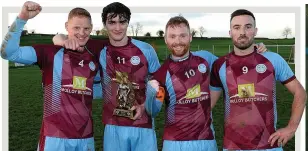  ?? Pictures by GARY HANCOCK ?? NET BUSTERS Tummery goalscorer­s Ciaran Beacom (1), Kyle Mccrory (hat-trick and Man of the Match), Adrian Mccaffrey (2) and Ruairi Sludden.