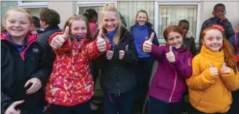  ??  ?? Lily O’Callaghan, Shyanne Browne, Ciara Ellis, Anna O’Kane, Maya Maciejewsk­a were delighted to be part of the Team Hope shoebox appeal.