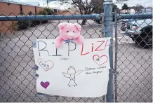  ??  ?? Students at Cleveland Middle School created a memorial for Eliza Almuina on Friday after the girl was struck by an SUV the night before and died.