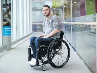  ?? THE CANADIAN PRESS ?? Brad Skeats, 43, who has a spinal cord injury, works out regularly and has competed in wheelchair racing. A set of exercise guidelines is now helping people with spinal cord injuries maintain heart health.