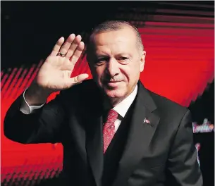  ?? PRESIDENTI­AL PRESS SERVICE VIA AP ?? ‘Saudi officials) listened to the conversati­ons and ... they know for certain who among the 15 is the killer or are the killers,’ says Turkey’s President Recep Tayyip Erdogan.