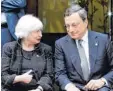  ?? Foto: K. Mayama, dpa ?? US-Notenbankc­hefin Janet Yellen und EZB-Chef Draghi.