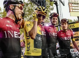  ??  ?? BELOW In 2019’s Tour 22-year-old Egan Bernal won the yellow jersey for Ineos Grenadiers