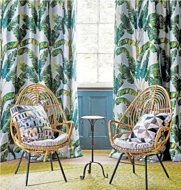  ??  ?? Leafy: Palmaria curtain fabric by Osborne & Little