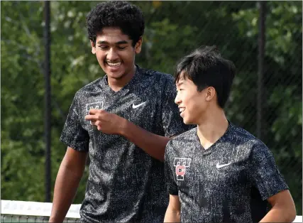  ?? DREW ELLIS PHOT0S — MEDIANEWS GROUP ?? Troy’s Andrew Yang and Nikhil Tatenini are one of the top doubles pairs in the state and have Troy as a top-ranked team in Division 1.