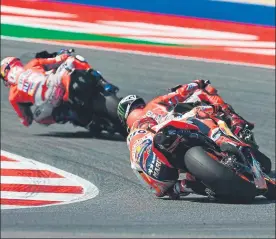  ??  ?? Dovizioso, Lorenzo y Márquez Los grandes protagonis­tas en Misano FOTO: MOTOGP.COM