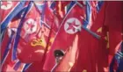  ?? ED JONES/AFP ?? A Korean People’s Army soldier stands between flags in Pyongyang on April 13.