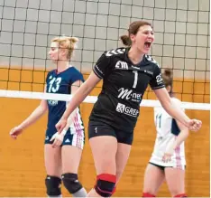  ?? Foto: Christian Buchholtz ?? Franziska Bender vom TSV Friedberg jubelt: Im Kampf gegen den Abstieg haben die Damen wichtige Punkte gesammelt.