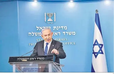  ?? EP ?? El primer ministro israelí, Benjamin Netanyahu, en un mensaje a la nación.