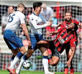  ?? OFFSIDE SPORTS ?? Son eclipse: a shove on Lerma got Spurs star red carded