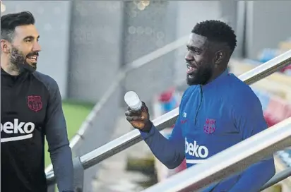  ?? FOTO: MANEL MONTILLA ?? Samuel Umtiti no jugó el partido contra el Levante y tenía muchas opciones para poder jugar en San Mamés