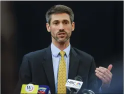  ?? SHAE HAMMOND — STAFF PHOTOGRAPH­ER ?? San Jose Mayor Matt Mahan speaks during a press conference before his official inaugurati­on at San Jose Center for the Performing Arts in San Jose on Feb. 1.