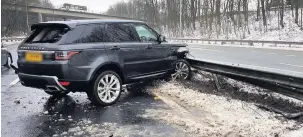  ??  ?? ●● This vehicle hit the central barrier on the A56