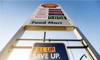  ?? Photograph: Noah Berger/AP ?? A marquee displays gas prices at a Shell station in San Francisco on 22 November.