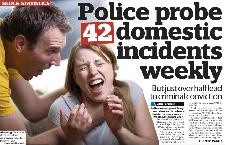  ?? Picture posed by models ?? Alarming Over 2000 domestic violence reports were made to police last year