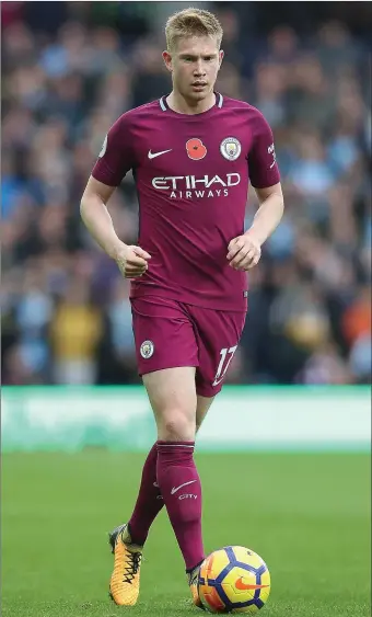  ??  ?? Kevin De Bruyne of Manchester City in action against West Brom on Saturday.