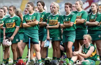  ?? Disappoint­ed Kerry players at the end of the All-Ireland Junior Camogie Final in Croke Park ??
