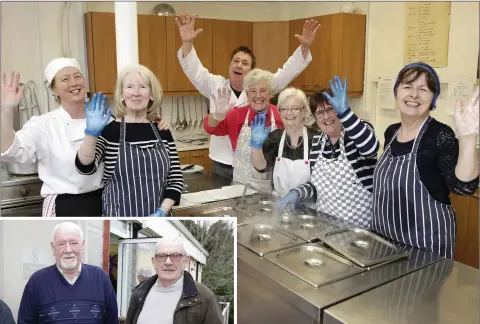  ??  ?? The Meals on Wheels cooks wave goodbye to their old premises: (from left) Lisa Martin, Jennifer Carthy, Alan Mays, Margaret Godden, Anne Kiely, Catherine Mullen and Margaret Furlong.