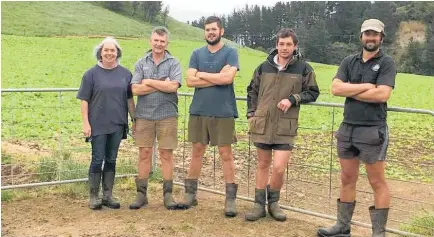  ?? Photo / NZ Farm Environmen­t Trust ?? From left,Jane, Robert, Sam, William and Nick Brown of Rukumoana Farms.