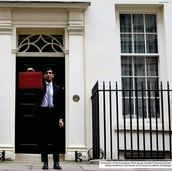  ?? Aaron Chown ?? Chancellor of the Exchequer Rishi Sunak outside 11 Downing Street, before heading to the House of Commons to deliver his Budget