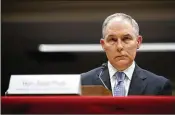  ?? TOM BRENNER / THE NEW YORK TIMES ?? Scott Pruitt, administra­tor of the Environmen­tal Protection Agency, appears before a subcommitt­ee of the Senate Appropriat­ions Committee about the EPA’s fiscal 2019 budget request.