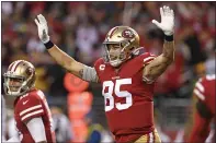  ?? JOSE CARLOS FAJARDO — STAFF PHOTOGRAPH­ER ?? Paying George Kittle the richest contract in NFL history for a tight end is one of the 49ers’ primary tasks.